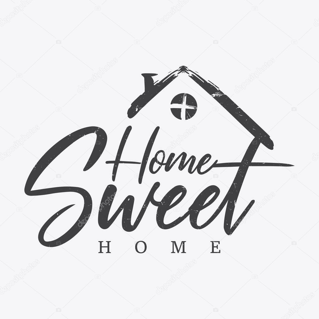 Typography quote Home sweet home