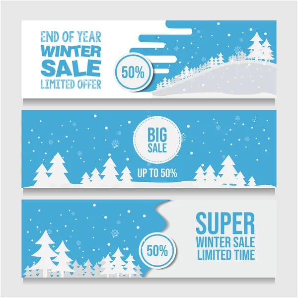 Set of winter sale banner vectors — Stock Vector