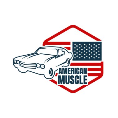 Amerikan kaslı araba etiketi, vektör kaslı araba simgesi