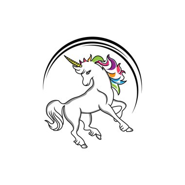 Sihirli tek boynuzlu at - vektör. Şirin tek boynuzlu at suratı