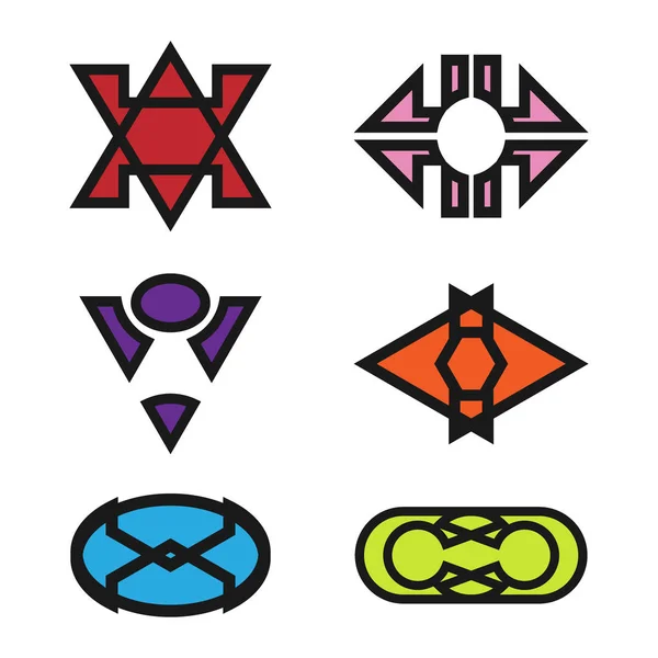 Conjunto de logotipos vectoriales geométricos abstractos. Línea delgada. Mejor para identificar — Vector de stock