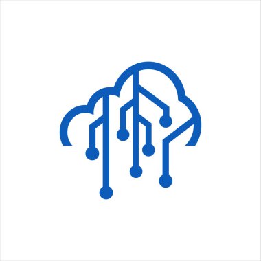 Soyut bulut teknolojisi logo vektörü. çip işareti Web dijital ağı
