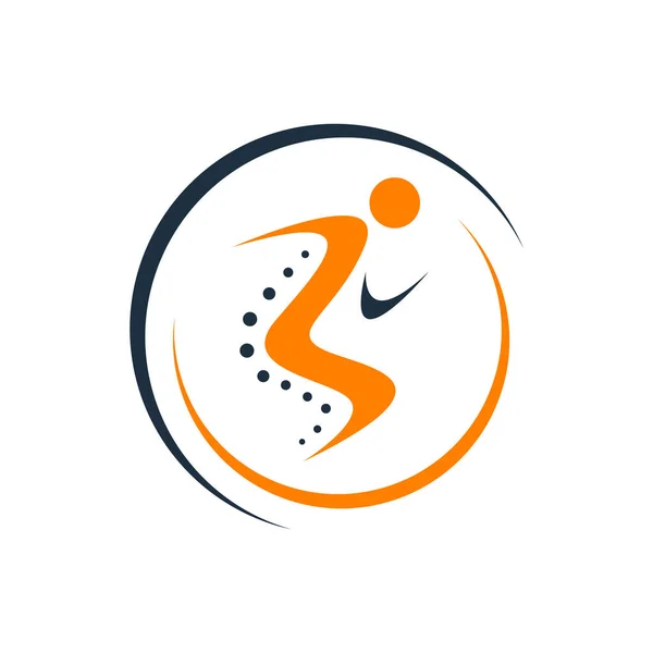 Logo chiropratique simple. shilhouette d'actve personnes et colonne vertébrale . — Image vectorielle