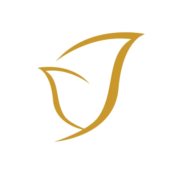 シンプルな美しさ単色の黄金の葉のロゴベクトルデザイン — ストックベクタ