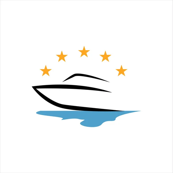 Yacht a vela barca logo vettore di progettazione sull'oceano acqua wa — Vettoriale Stock