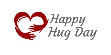 Love Hug Heart Logo tasarım vektör şablonu. Sevgililer Günü Embra