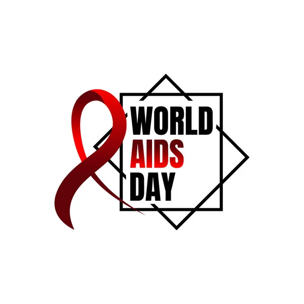Journée mondiale du sida. Tenir la main avec le ruban rouge. Sensibilisation au sida — Image vectorielle