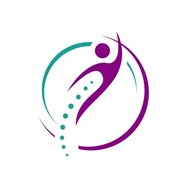 Projekt logo fizjoterapii kręgarskiej. kreatywny ludzki kręgosłup — Wektor stockowy