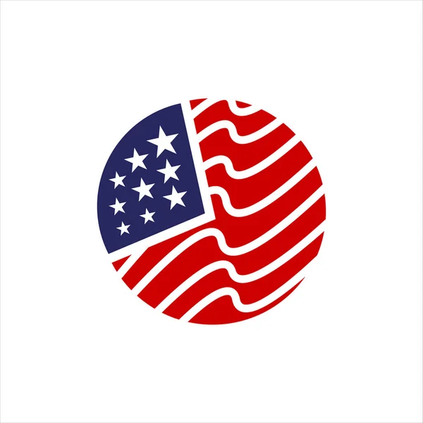 Estrella azul roja y rayas diseño del logotipo de la bandera de Estados Unidos. Bandera de USA — Vector de stock