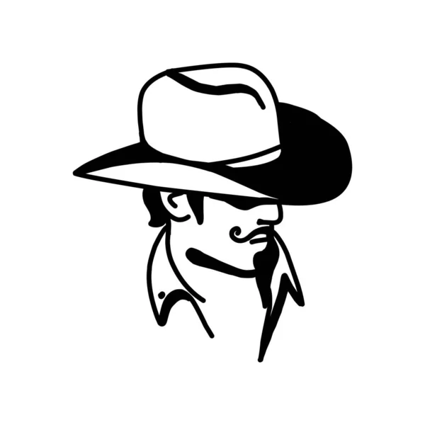 Logó sablon a kalapos férfi képével. Cowboy! — Stock Vector
