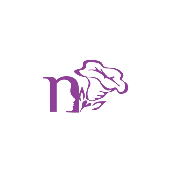 Brev N Skönhet Logo Spa Natursalong — Stock vektor