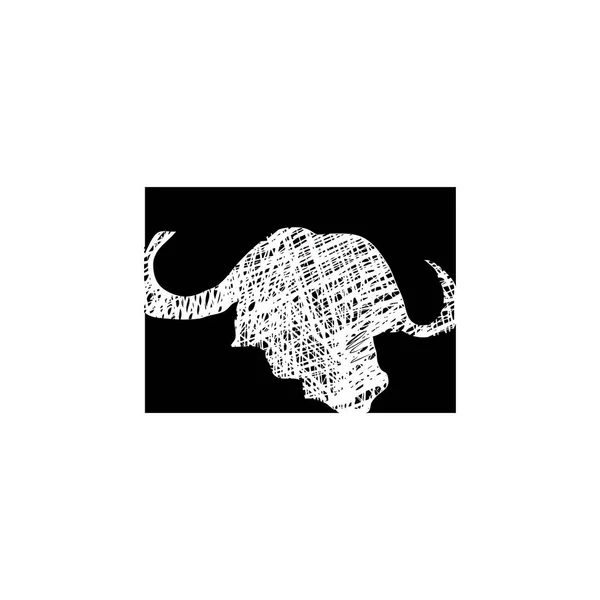 Tête abstraite dessin à la main buffle — Image vectorielle