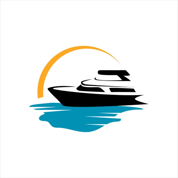 Veleiro barco barco logotipo design vetor no oceano água wa — Vetor de Stock