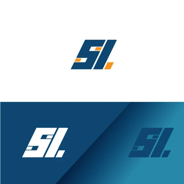 Blue and orange S I letter logo design, — Stock Vector