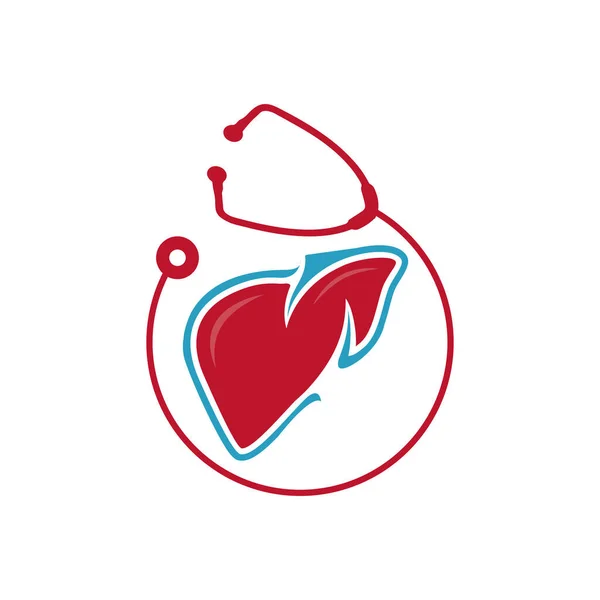 Leberpflege Logo Design-Vektor. heart shilhoutte mit medizinischem Sym — Stockvektor