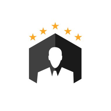 Ceo Logo Vektör grafik tasarımı. Takım elbiseli işadamı simgesi. 