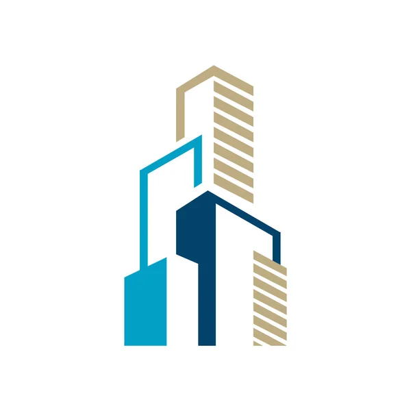 Estilo gráfico moderno colorido del diseño del logotipo del edificio de Skyline Realty — Archivo Imágenes Vectoriales