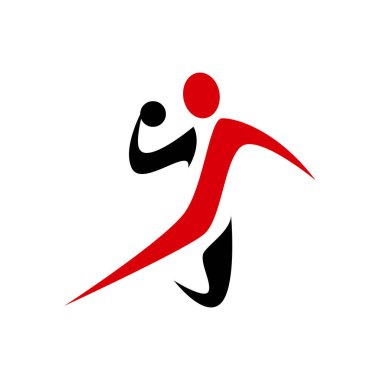 Hentbol vektör işareti. Oyuncu için soyut renkli siluet