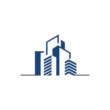 Modern yaratıcı basit kare çizgi sanat inşa logosu tasarımı vect
