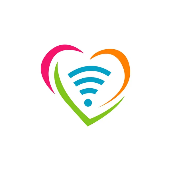 Wifi love Logo Vektor. Herzform und Wifi Zeichen Logo Symbol con — Stockvektor