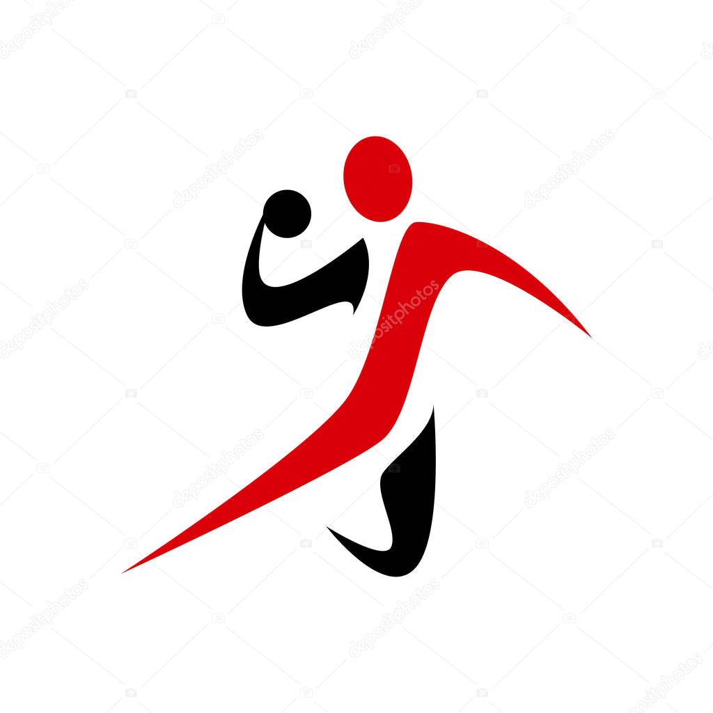 Handball vector sign. Abstract colorful silhouette of player for