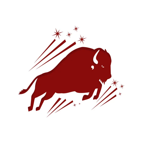 Shilhoutte de taureau conception logo buffle. logo vectoriel bison simple — Image vectorielle