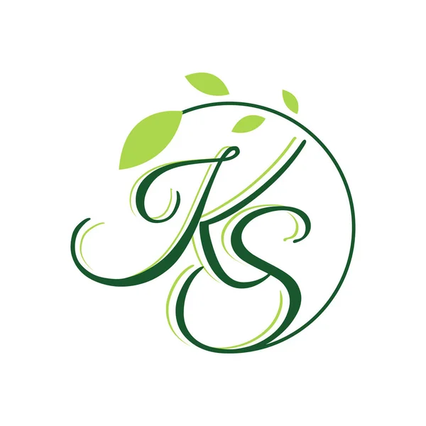 Yaprak logosu tasarım vektörlü K S harfi. 
