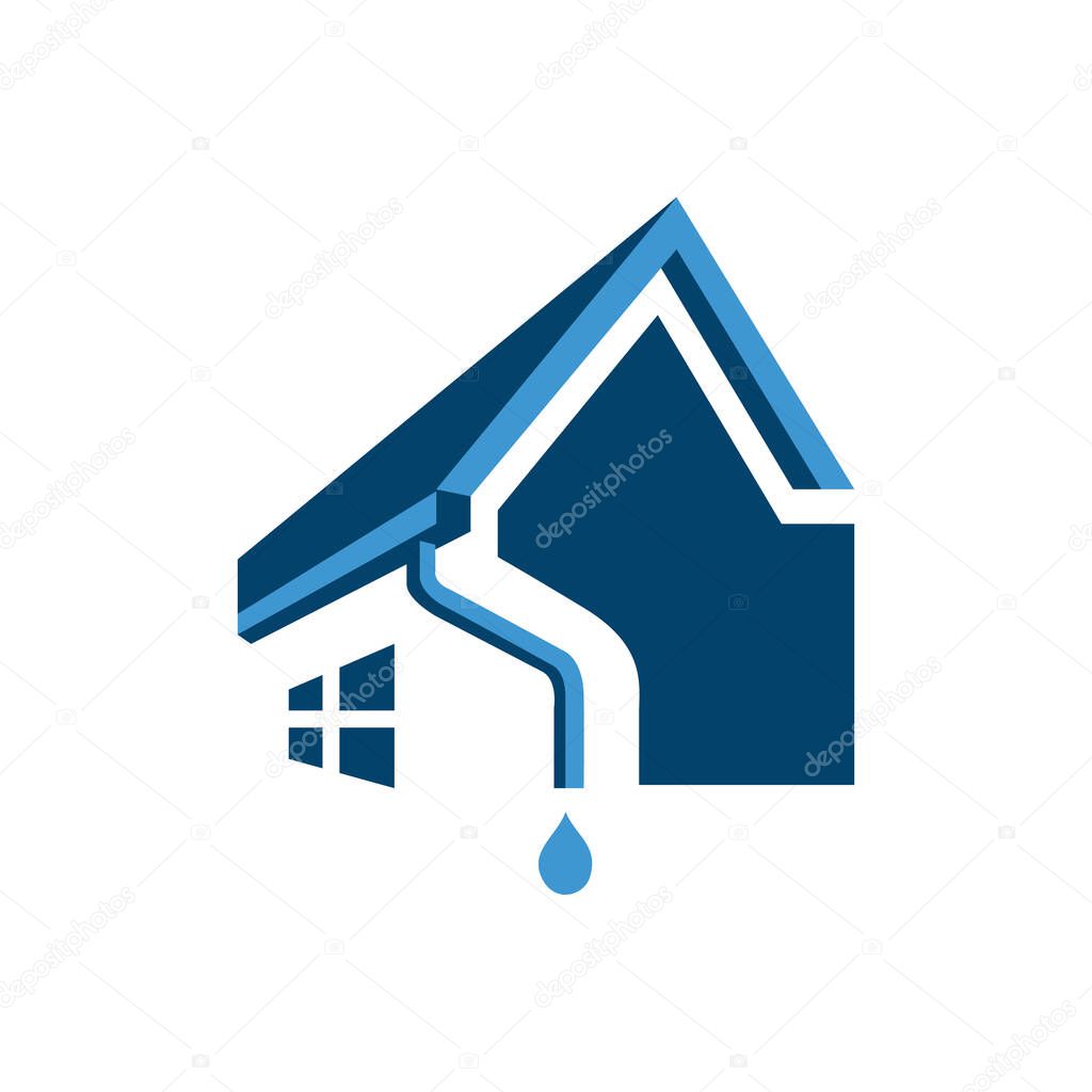 house roof gutter logo design. home pipe installation vector tem