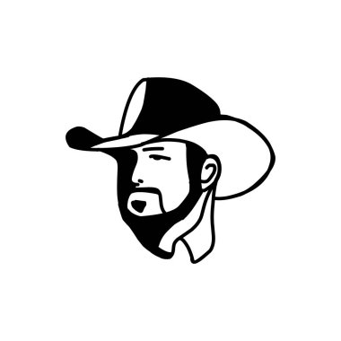Şapkalı adamın görüntüsüyle logo şablonu. Kovboy.