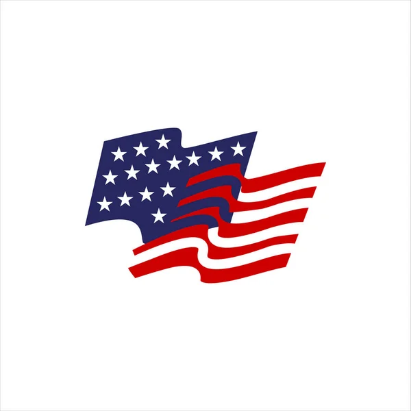 Red blue star and stripes america US flag logo design. Флаг США — стоковый вектор