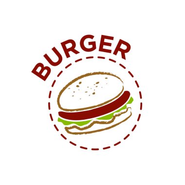 Burger logo Retro el çekilmiş.