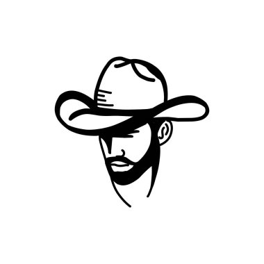 Şapkalı adamın görüntüsüyle logo şablonu. Kovboy.