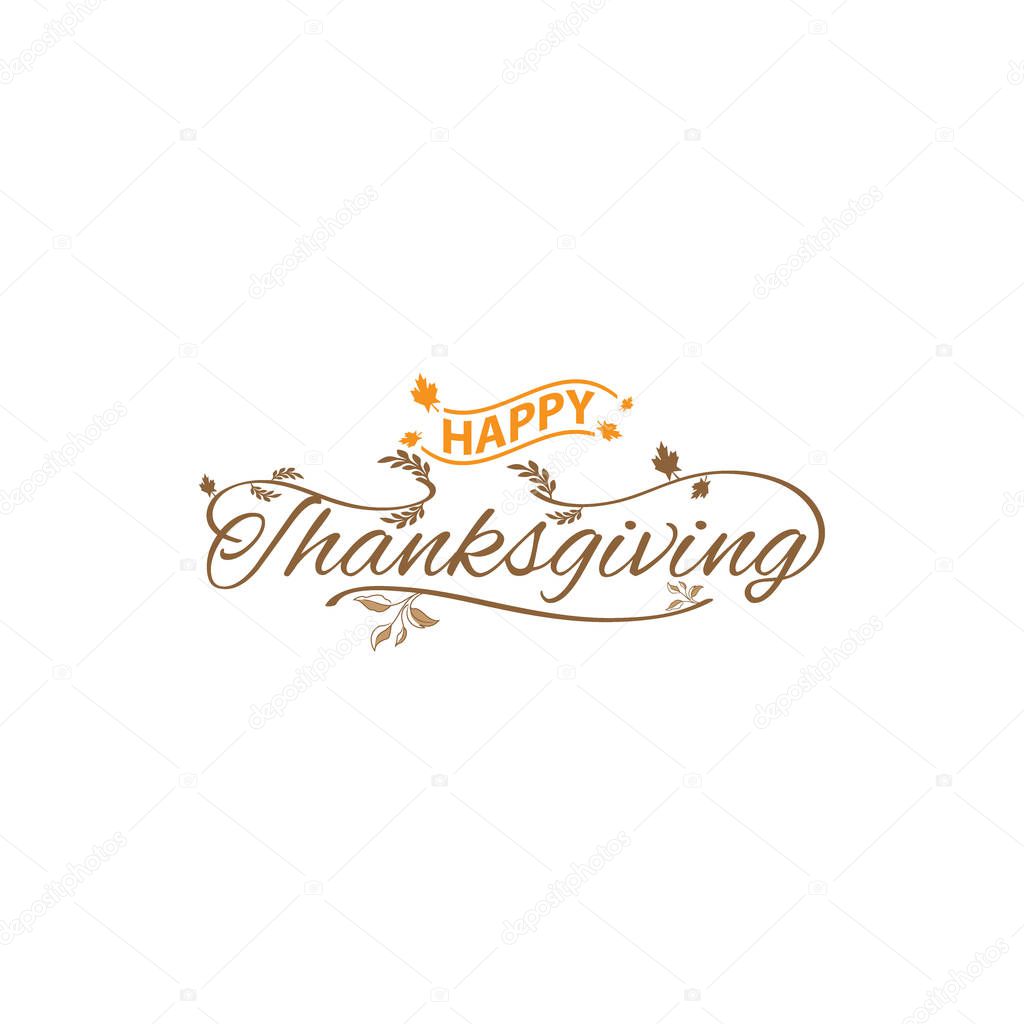 Happy Thanksgiving hand lettering text. Typography for logo, ico