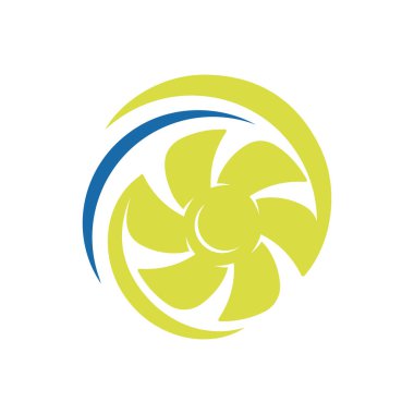 Su rüzgarı dönen türbin logo dizayn vektörü illus 'un dönüşü