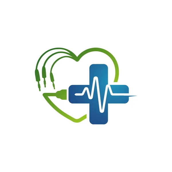 Kardiogramm-Schläge von Herzmonitor-Vektor-Logo-Design. Herzpflege — Stockvektor