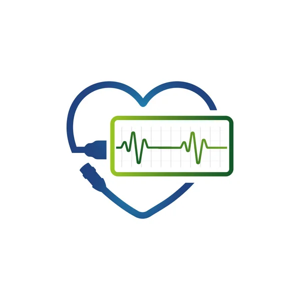 Cardiograma latidos del diseño del logotipo del monitor del corazón vector. cuidado del corazón — Vector de stock