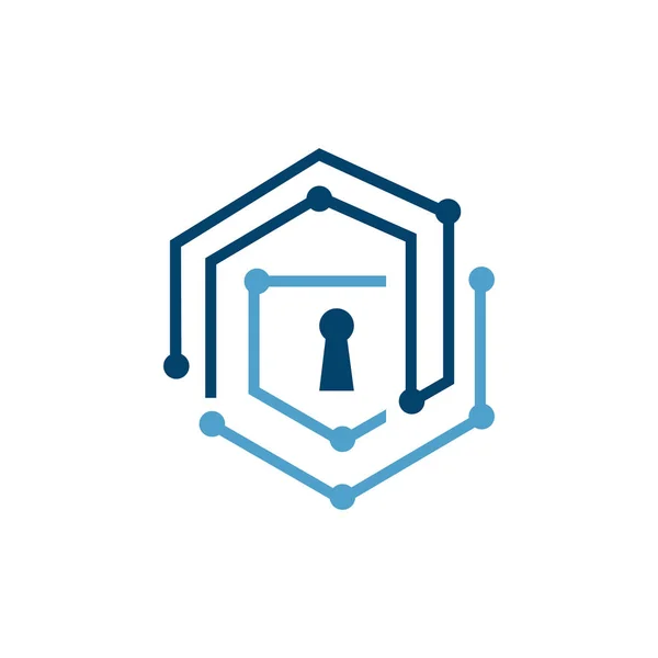 Şifreli veri siber güvenlik logosu tasarım vektörü. algoritma rakamı — Stok Vektör