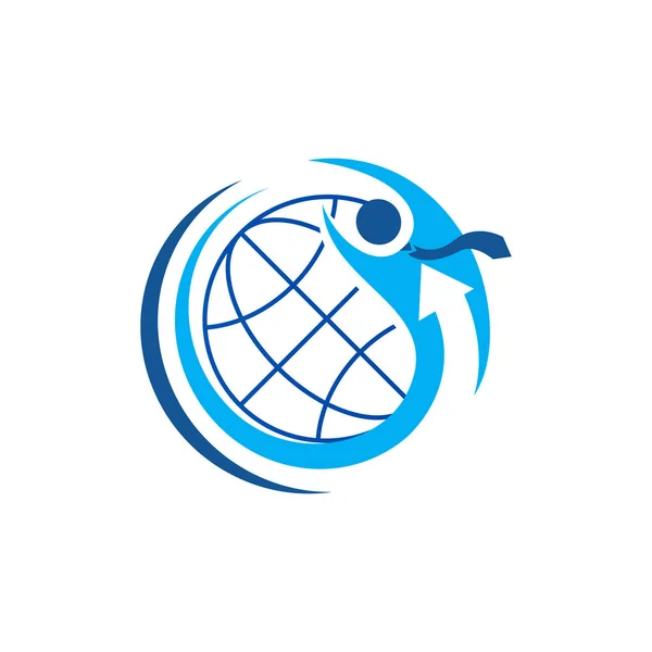Logovektor für die Einstellung von Arbeitskräften. globale abstrakte Geschäftsmann-Grafik — Stockvektor