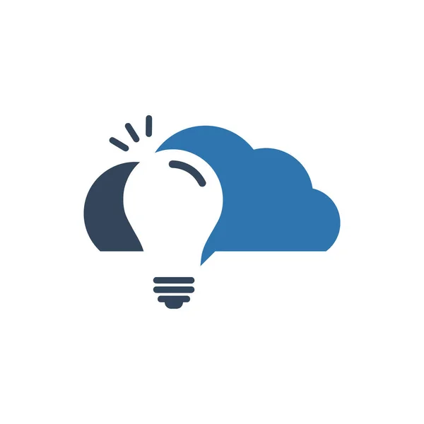 Abstract cloud technologie logo vector met denklamp voor intell — Stockvector