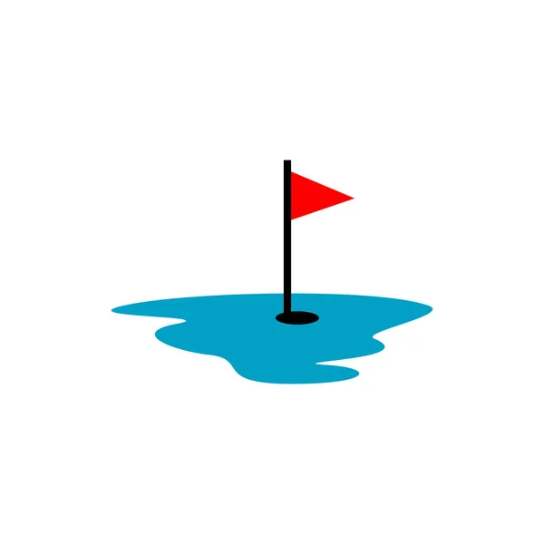 Vetor de design de logotipo de golfe de água. Bandeiras de golfe flutuar sobre a água c — Vetor de Stock