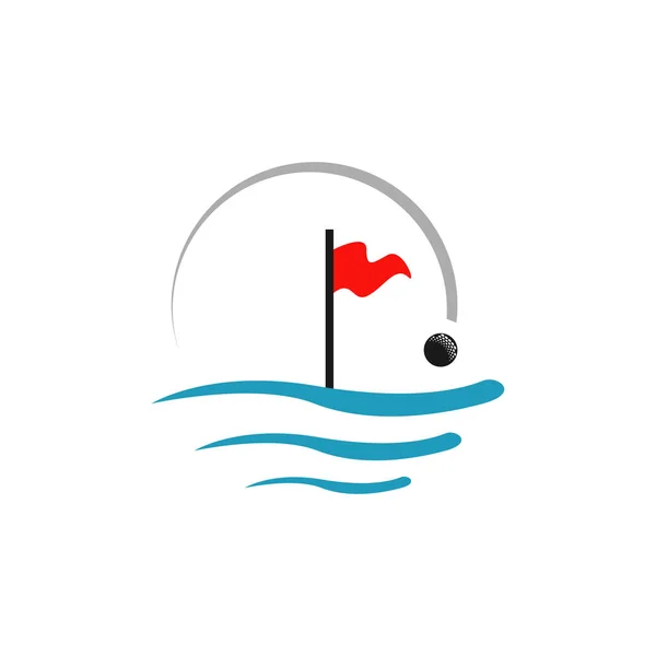 Logo Water Golf vecteur de conception. Drapeaux de golf flottent sur l'eau c — Image vectorielle