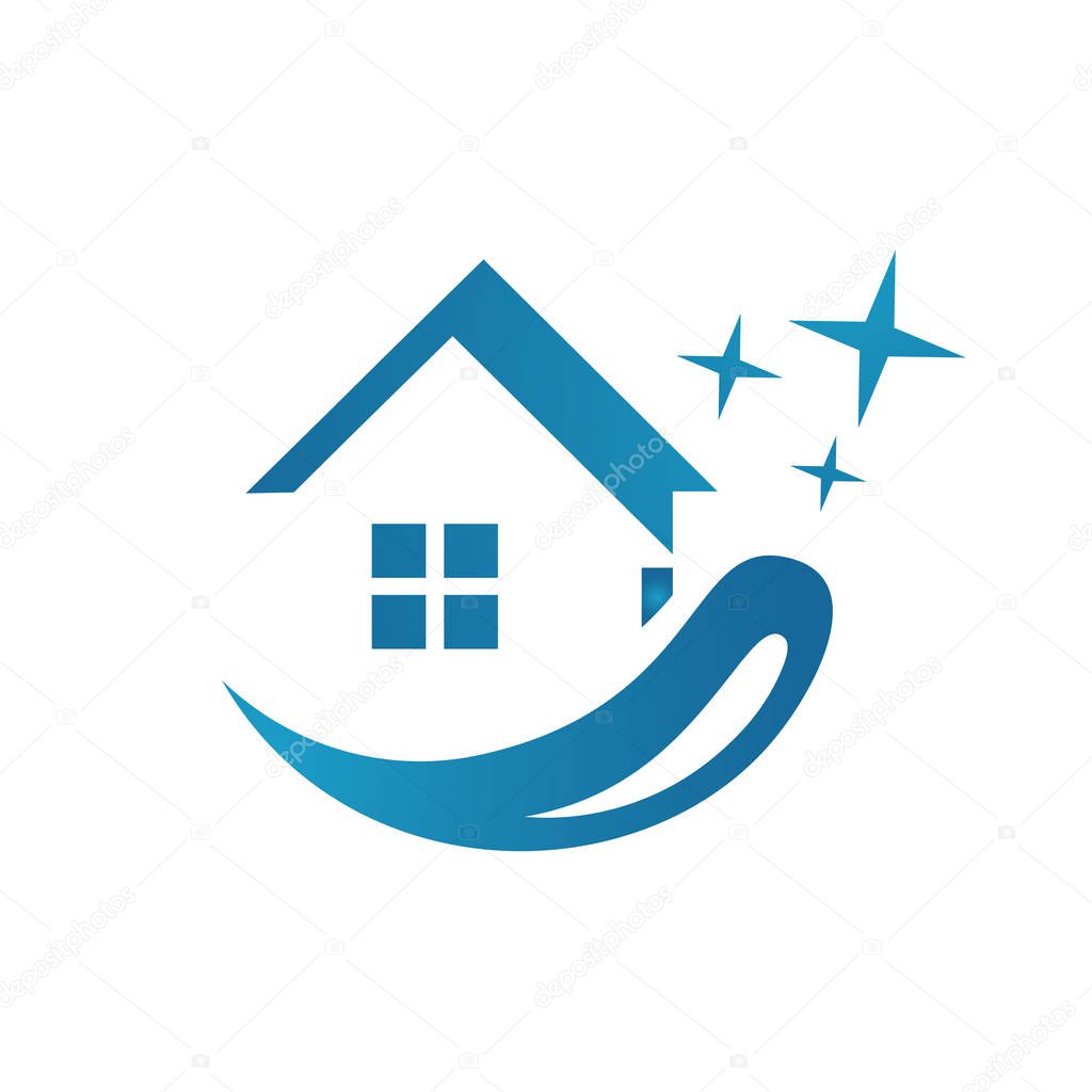 Home cleaning service logo vector illustration. clean house logo icon design template isolated.