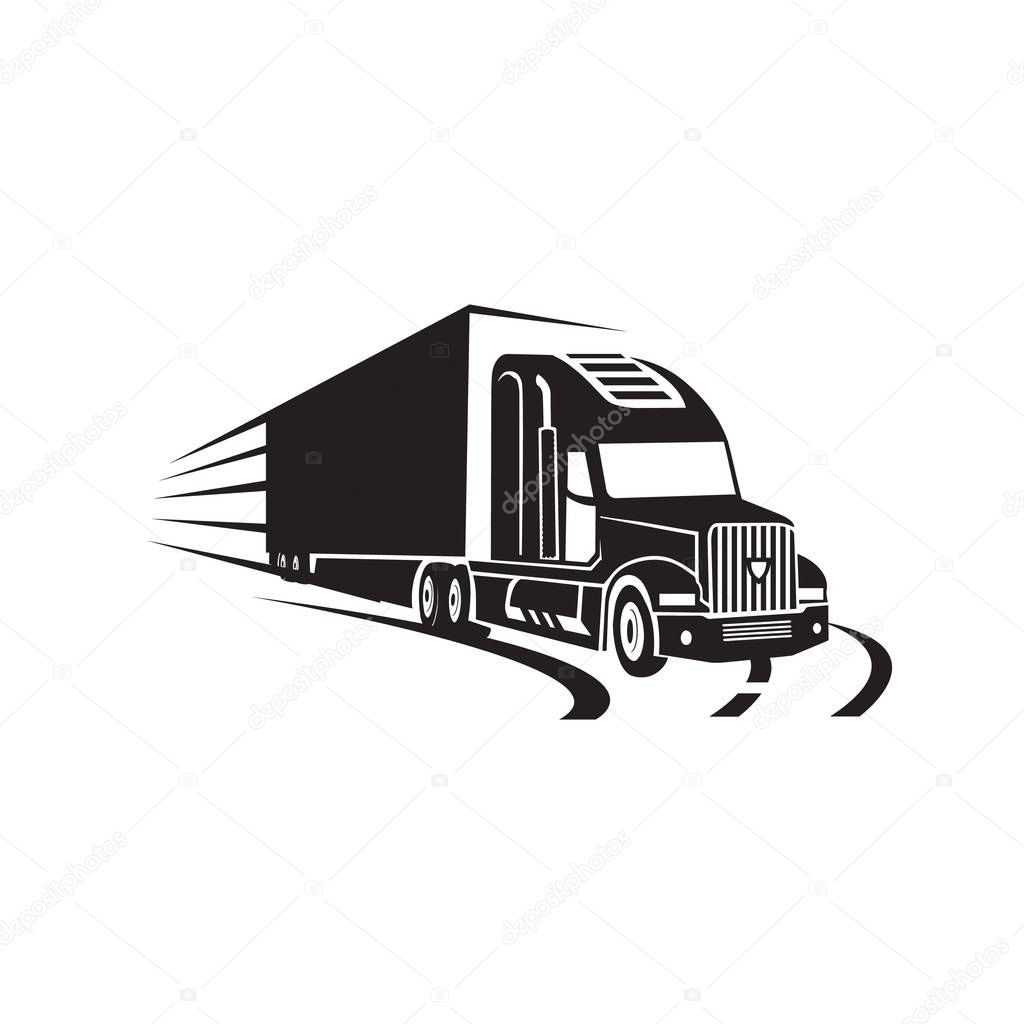 on the road truck logo design vector. heavy transportation logot