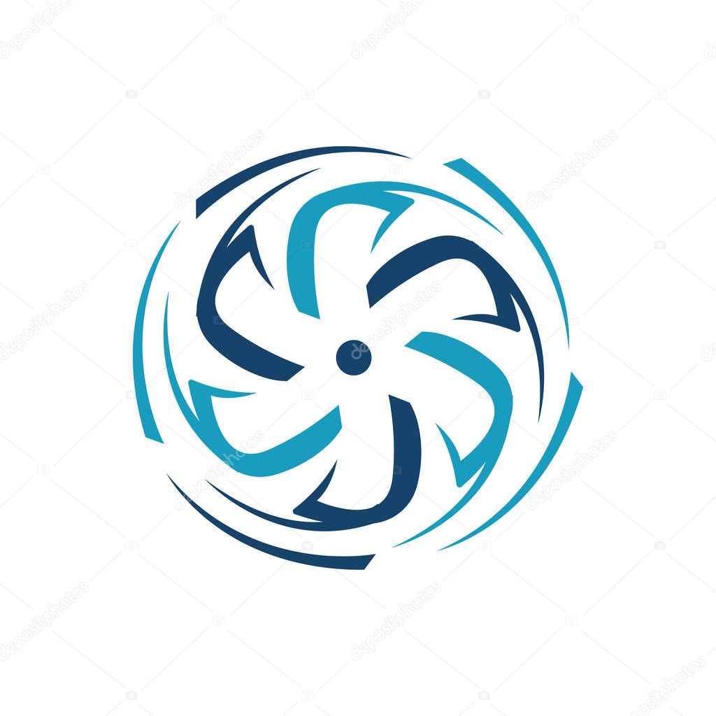 new abstract water wind turbine logo design vector illustrations