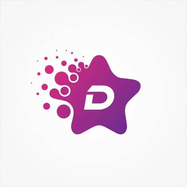 Vector stars pixel for technology symbol letter D design minimal — ストックベクタ