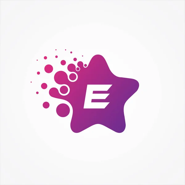 Vector stars pixel for technology symbol letter E design minimal — ストックベクタ