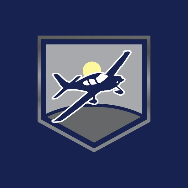 Elegant Light airplane related shield emblems — Stock Vector