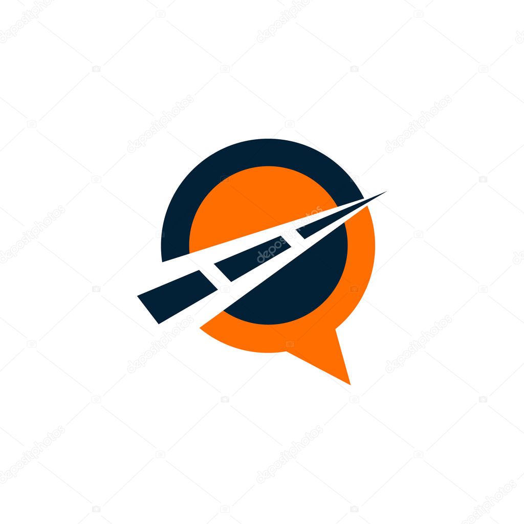 Road symbols with bubble chat and pictograms for transportation design, such a logo ide