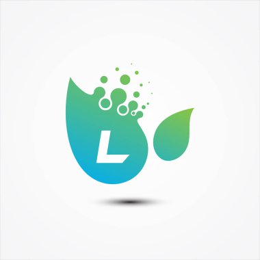 L harfi sembol dizaynlı yaprak vektör tasarımı minimalist
