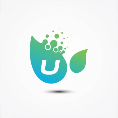 U harfi sembollü yaprak vektör tasarımı minimalist